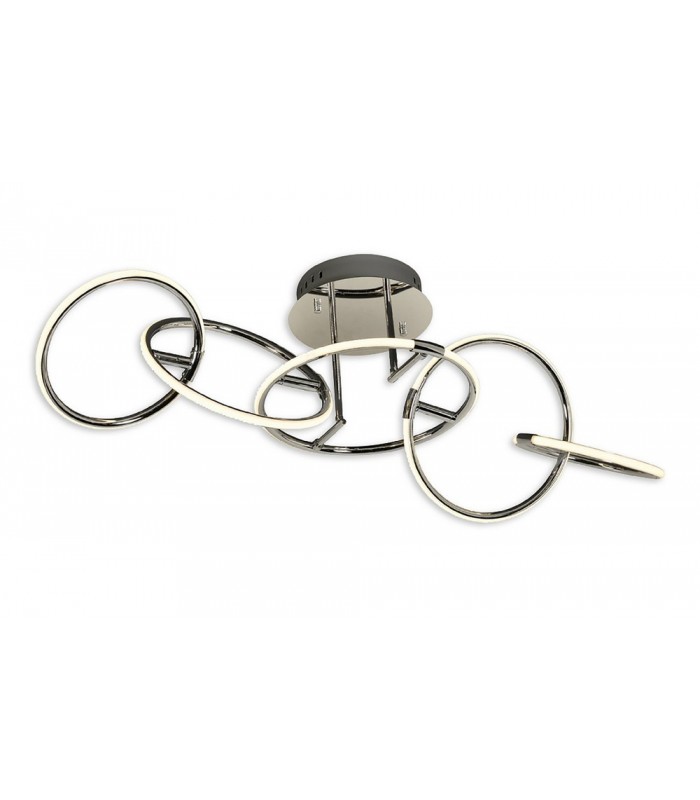Semi Flush Ceiling Light 108cm x 35cm, 5 Ring, 59W LED 3000K, 2600lm, Chrome, RF Remote Control - 1