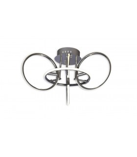 Semi Flush Ceiling Light 63cm Diameter, 4 Ring, 46W LED 3000K, 2050lm, Chrome, Rf Remotre Control - 1