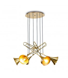 Ceiling Cluster Pendant 6 Light E27, Gold - 1