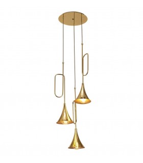 Ceiling Cluster Pendant 3 Light E27, Gold - 1
