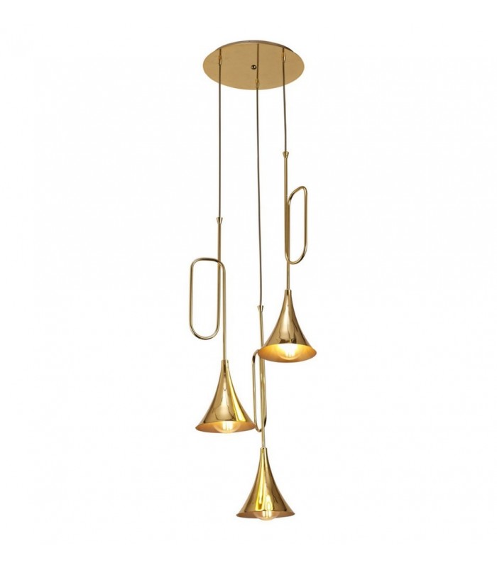 Ceiling Cluster Pendant 3 Light E27, Gold - 1