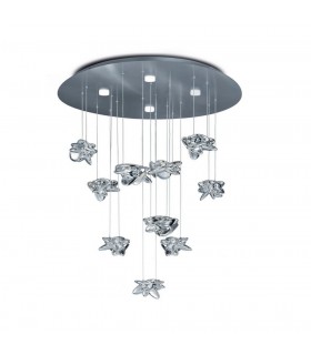 Ceiling Cluster Pendant 90cm Round 10 + 4 Lights 60W + 20W LED 3000K, 6560lm, Chrome - 1
