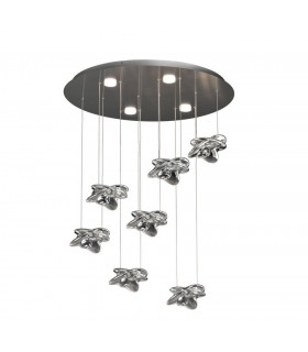 Ceiling Cluster Pendant 75cm Round 7 + 4 Lights 42W + 20W LED 3000K, 5080lm, Chrome - 1