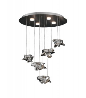 Ceiling Cluster Pendant 62cm Round 5 + 4 Lights 30W + 20W LED 3000K, 4000lm, Chrome - 1