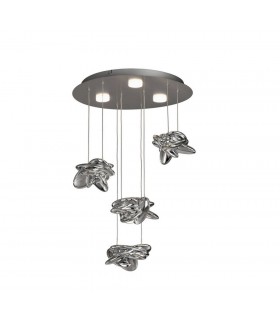 Ceiling Cluster Pendant 45cm Round 4 + 2 Lights 24W + 10W LED 3000K, 2800lm, Chrome - 1