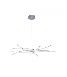 Ceiling Pendant 100cm Round 60W 3000K, 4800lm, Dimmable Silver, Frosted Acrylic, Polished Chrome - 1
