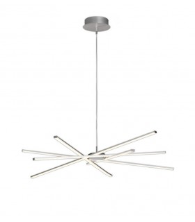 Ceiling Pendant 100cm Round 60W 3000K, 4800lm, Dimmable Silver, Frosted Acrylic, Polished Chrome - 1