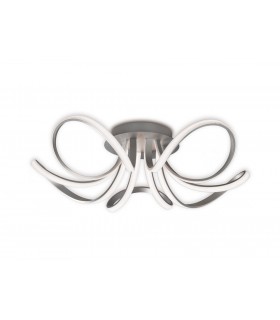Ceiling 74cm Round 5 Looped Arms 60W LED 3000K, 4800lm, Dimmable Silver, Frosted Acrylic, Polished Chrome - 1