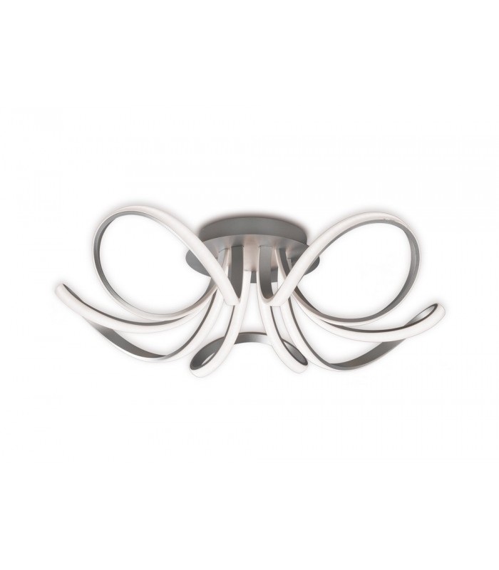 Ceiling 74cm Round 5 Looped Arms 60W LED 3000K, 4800lm, Dimmable Silver, Frosted Acrylic, Polished Chrome - 1