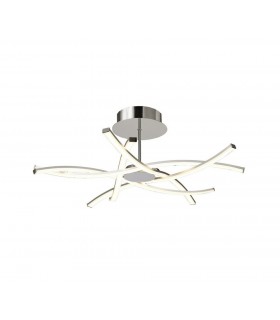Ceiling 70.5cm Round 42W 3000K, 3700lm, Dimmable, Silver, Frosted Acrylic, Polished Chrome - 1