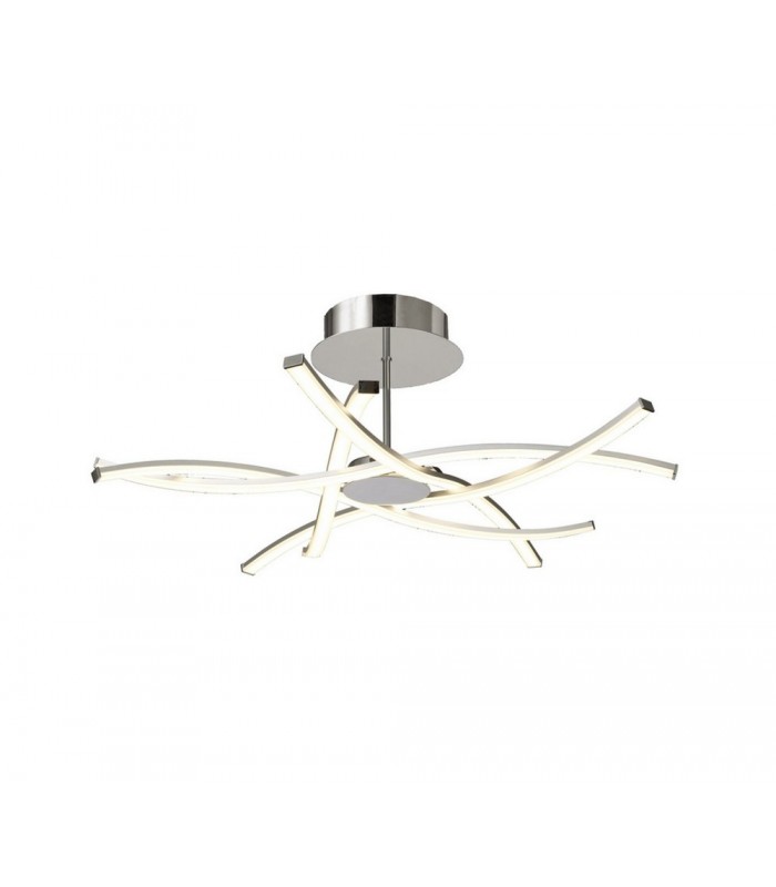 Ceiling 70.5cm Round 42W 3000K, 3700lm, Dimmable, Silver, Frosted Acrylic, Polished Chrome - 1