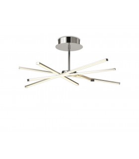 Ceiling 70.5cm Round 42W 3000K, 3700lm, Dimmable, Silver, Frosted Acrylic, Polished Chrome - 1