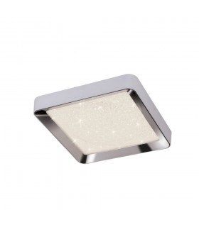 Flush Ceiling Light 65cm Square 40W LED 3000-6500K Tuneable, 3200lm, Remote Control Chrome, Acrylic - 1