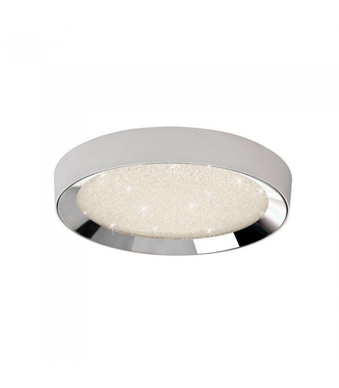 Flush Ceiling Light 65cm Round 40W LED 3000-6500K Tuneable, 3200lm, Remote Control Chrome, Acrylic - 1