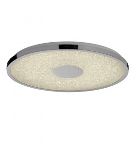 Flush Ceiling Light 48cm Round 40W LED 3000-6500K Tuneable, 3200lm, Remote Control Chrome, Acrylic - 1