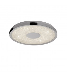 Flush Ceiling Light 38cm Round 18W LED 3000-6500K Tuneable, 1680lm, Remote Control Chrome, Acrylic - 1