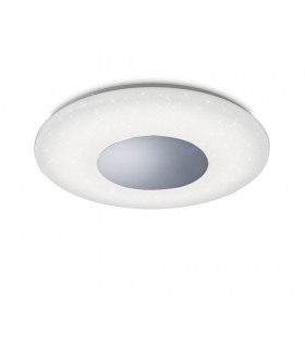 Flush Ceiling Light 45cm Round 48W LED 3000-6500K Tuneable, 3500lm, Remote Control Chrome, White - 1