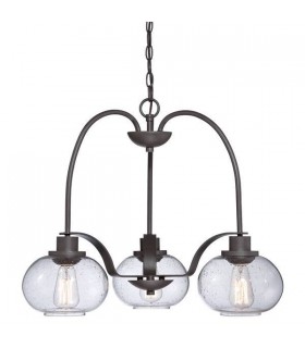 Multi Arm Chandelier 3 Light Old Bronze Finish, E27 - 1