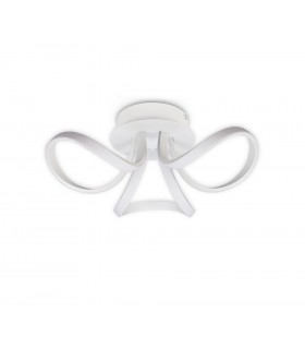 Semi Flush Ceiling Light 48cm Round 3 Looped Arms 36W LED 2800K, 2520lm, White, Frosted Acrylic - 1