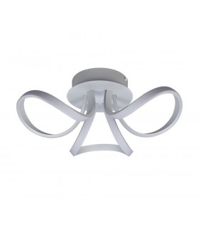 Semi Flush Ceiling Light 48cm Round 3 Looped Arms 36W LED 2800K, 2520lm, Dimmable, White, Frosted Acrylic - 1