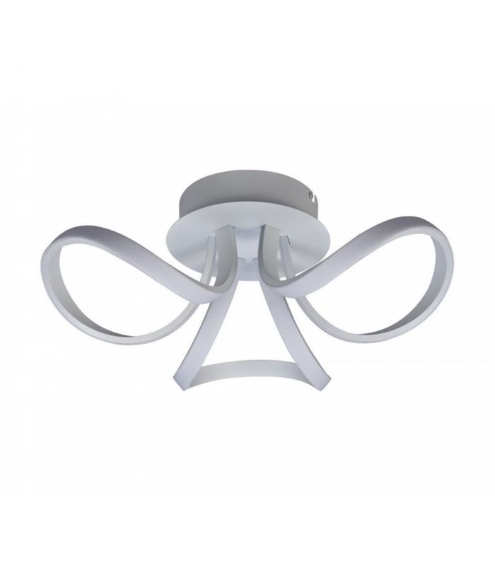 Semi Flush Ceiling Light 48cm Round 3 Looped Arms 36W LED 2800K, 2520lm, Dimmable, White, Frosted Acrylic - 1
