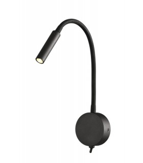 Wall Lamp , Reader 1L 3W LED Round Head Spot, 3000K, 135lm, Round Base Matt Black - 1
