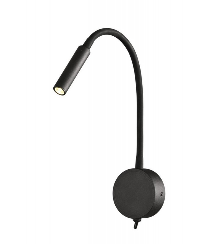 Wall Lamp , Reader 1L 3W LED Round Head Spot, 3000K, 135lm, Round Base Matt Black - 1