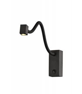 Wall Lamp , Reader 1L 3W LED Square Head Spot, 3000K, 135lm, Round Base Matt Black - 1