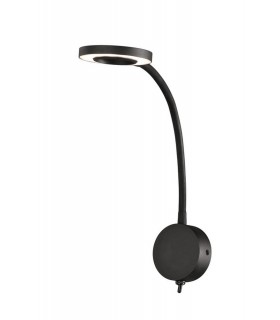Wall Lamp , Reader 1L 5W LED Ring Head, 3000K, 261lm, Round Base Matt Black - 1