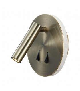 Wall + Reading Light, 6W + 3W LED, 3000K, 620lm Total, Individually Switched, Antique Brass - 1