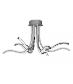 Semi Flush Ceiling Light 90cm, 60W LED, 3000K, 4800lm Dimmable, Silver Chrome - 1