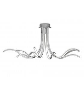 Semi Flush Ceiling Light 140cm, 80W LED, 3000K, 6400lm Dimmable, Silver Chrome - 1