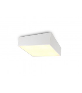 Flush Ceiling Light 60cm Square, 8 x E27 (Max 20W), White, IP44 - 1
