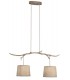 Ceiling Pendant 2 x E27 (Max 40W), Imitation Wood, Linen Shade - 1