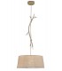 Ceiling Pendant 60cm Round, 1 x E27 (Max 40W), Imitation Wood, Linen Shade - 1