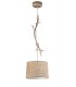 Ceiling Pendant 35cm Round, 1 x E27 (Max 40W), Imitation Wood, Linen Shade - 1