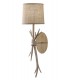 Wall Lamp, 1 x E27 (Max 40W), Imitation Wood, Linen Shade - 1
