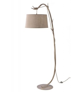 Floor Lamp 182cm, 1 x E27 (Max 40W), Imitation Wood, Linen Shade - 1