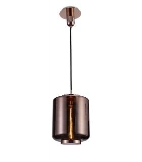 Ceiling Pendant 30cm Round, 1 x E27 (Max 40W), Copper , Rose Gold Glass - 1