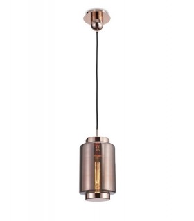 Ceiling Pendant 20cm Round, 1 x E27 (Max 40W), Copper , Rose Gold Glass - 1