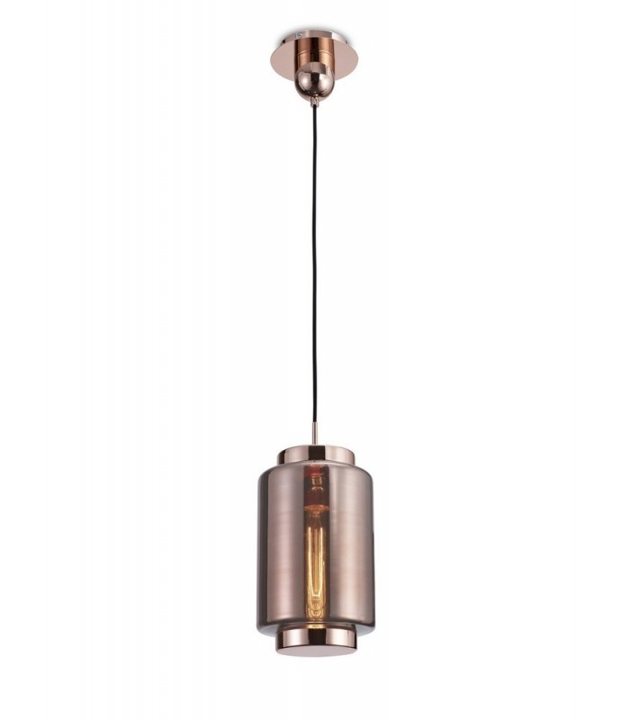Ceiling Pendant 20cm Round, 1 x E27 (Max 40W), Copper , Rose Gold Glass - 1