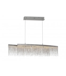 Linear Ceiling Pendant 42W LED, 3000K, 4200lm, Polished Chrome, Crystal Chain - 1