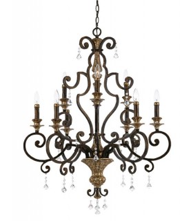 9 Light Chandelier Antique Bronze Finish, E14 - 1