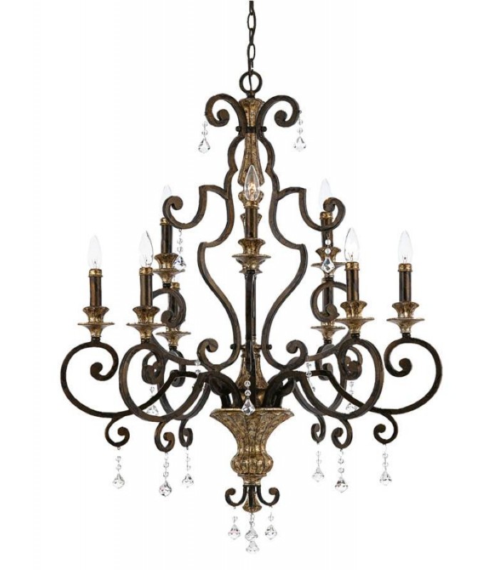 9 Light Chandelier Antique Bronze Finish, E14 - 1