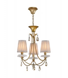 Ceiling Pendant 63cm Round, 3 x E14 (Max 20W), Gold Painting, Cream Shades - 1