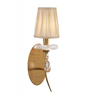 Wall Light, 1 x E14 (Max 20W), Gold Painting, Cream Shade - 1