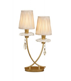 Table Light, 2 x E14 (Max 20W), Gold Painting, Cream Shades - 1
