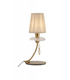 Table Light, 1 x E14 (Max 20W), Gold Painting, Cream Shade - 1