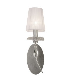 Wall Light, 1 x E14 (Max 20W), Silver Painting, White Shade - 1