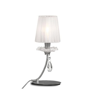 Table Light, 1 x E14 (Max 20W), Silver Painting, White Shade - 1